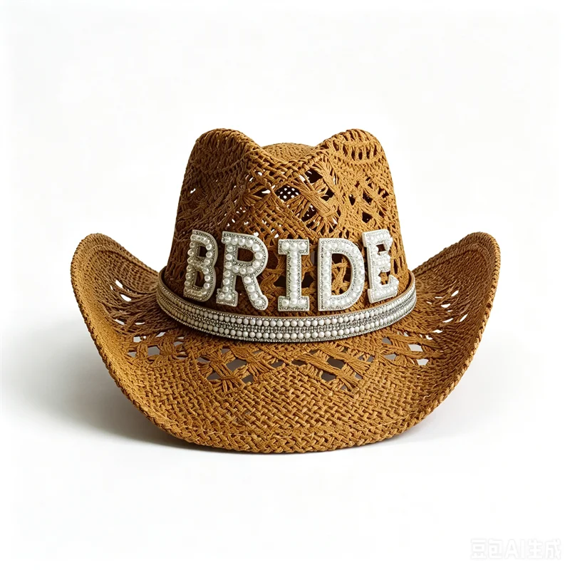 Bridal Malan Flower Style Cowboy Hat All Kinds of Hats for All Seasons Summer Beach Hat Elegant Cowboy Hat Pearl Accessories