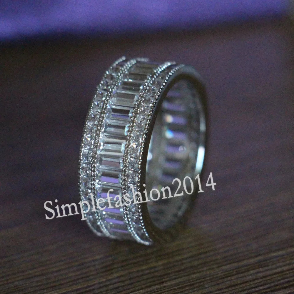 Luxury Lab Diamond Engagement Ring 14K White Gold Wedding Band Rings for Women Men Jewelry