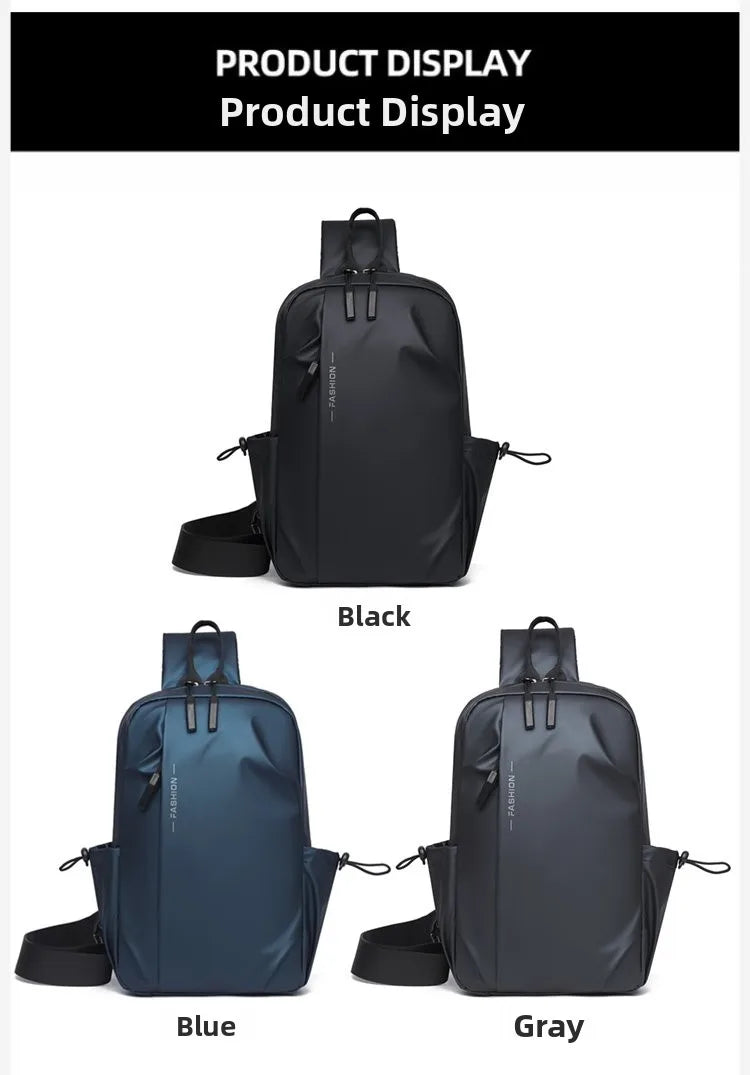 Large Capacity Fashion Waterproof Men's Crossbody Bag Casual Travel Leisure Ladies Single Shoulder Slant Bag Chest Bag