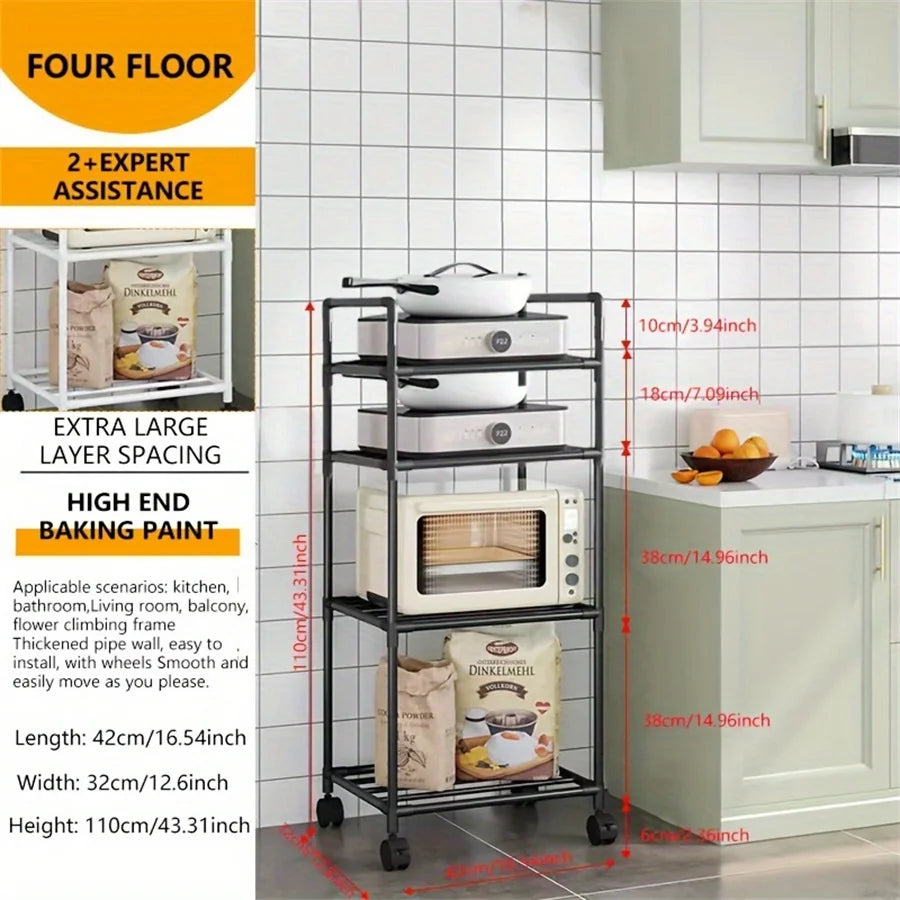Multi-Layer Kitchen Rack Floor To Floor Storage Rack Household Microwave Stove Shelves Multi Scene Tool Pot Rack Kitchen Storage