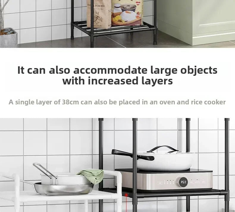 Kitchen mobile storage cart, multi-layer floor rack, dish refrigerator organizer refrigerator organizer