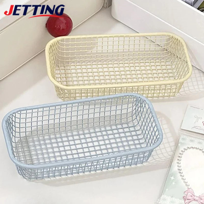 Desktop Storage Basket INS Metal Sundries Organizer Basket Photocard Case Office Stationery Home Supplies Make Up Sorting Holder