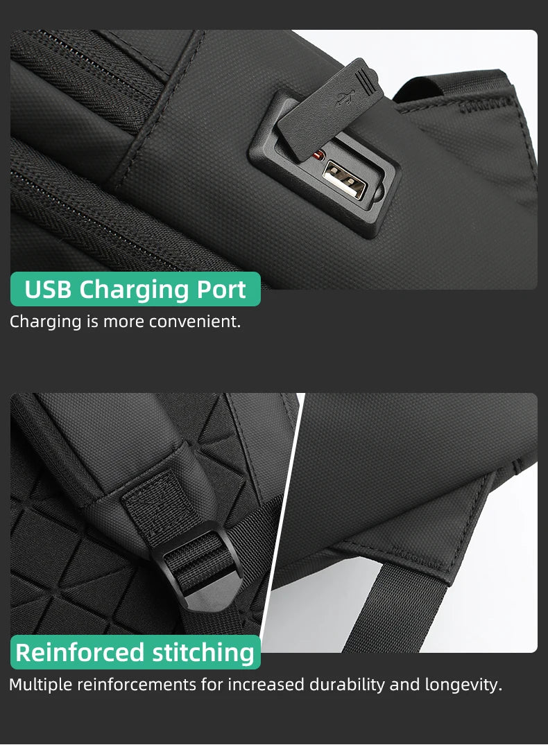 Heroic Knight Slim Backpack for Men Multifunction Work Backpack for 15.6' Laptop Bag Waterproof Business Bag College Bag Male