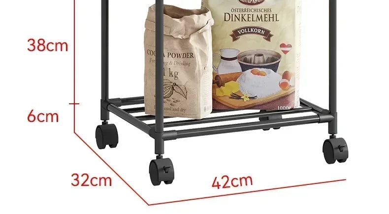 Kitchen mobile storage cart, multi-layer floor rack, dish refrigerator organizer refrigerator organizer