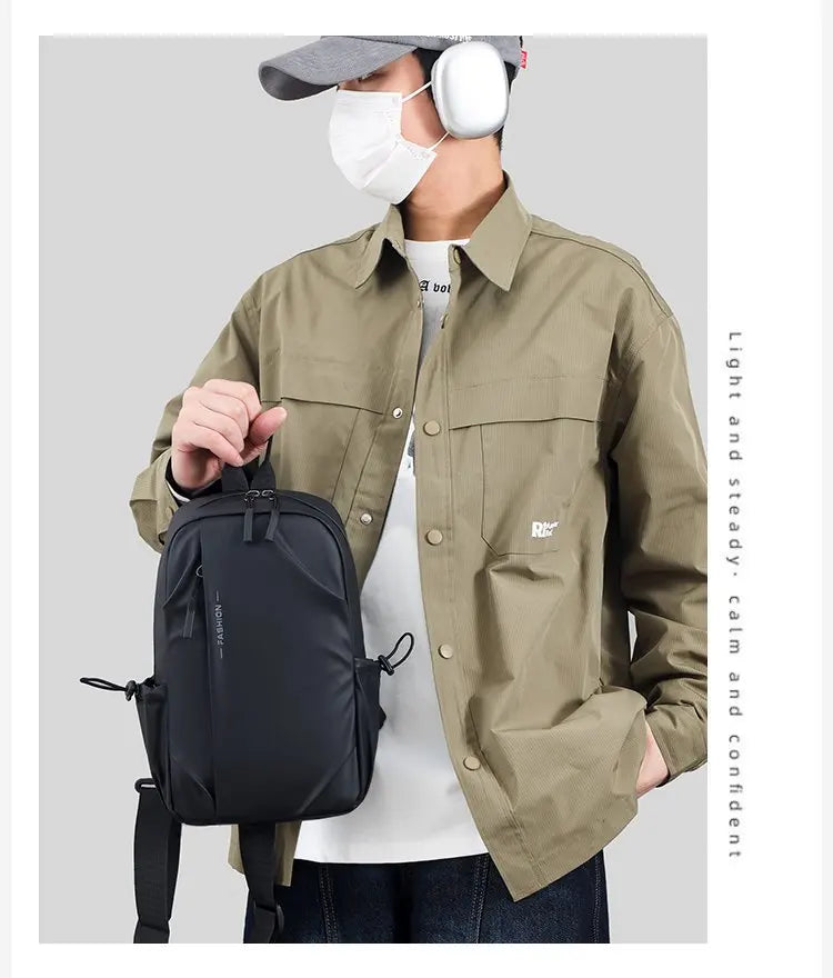 Large Capacity Fashion Waterproof Men's Crossbody Bag Casual Travel Leisure Ladies Single Shoulder Slant Bag Chest Bag