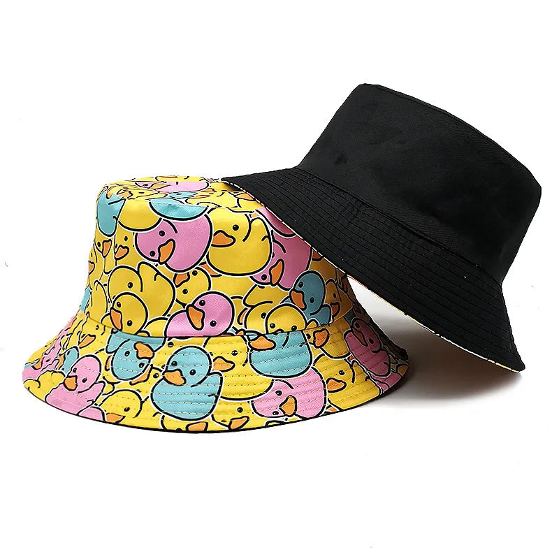 Duck Print Panama Summer Sunscreen Sun Hat Women Men Suitable for Daily Wear Bucket Hats Travel Fashion Decorate Fisherman Hats