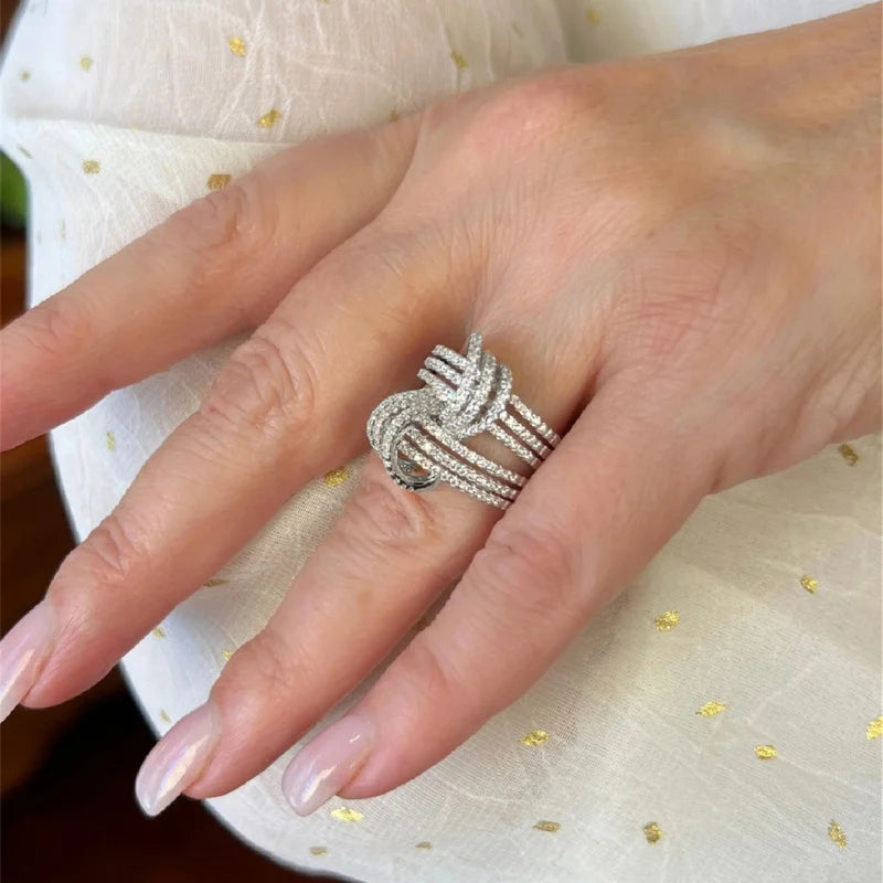 CAOSHI Luxury Cubic Zirconia Gold Color/Silver Color Ring Finger Newly Designed Wedding Accessories for Women Statement Jewelry
