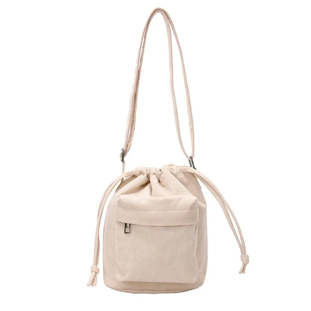 Shoulder Bag New Women Bag Middle Shoulder Bag Korean Style Drawstring Bucket Bag Casual Light Youth Crossbody Bag Whole Sale