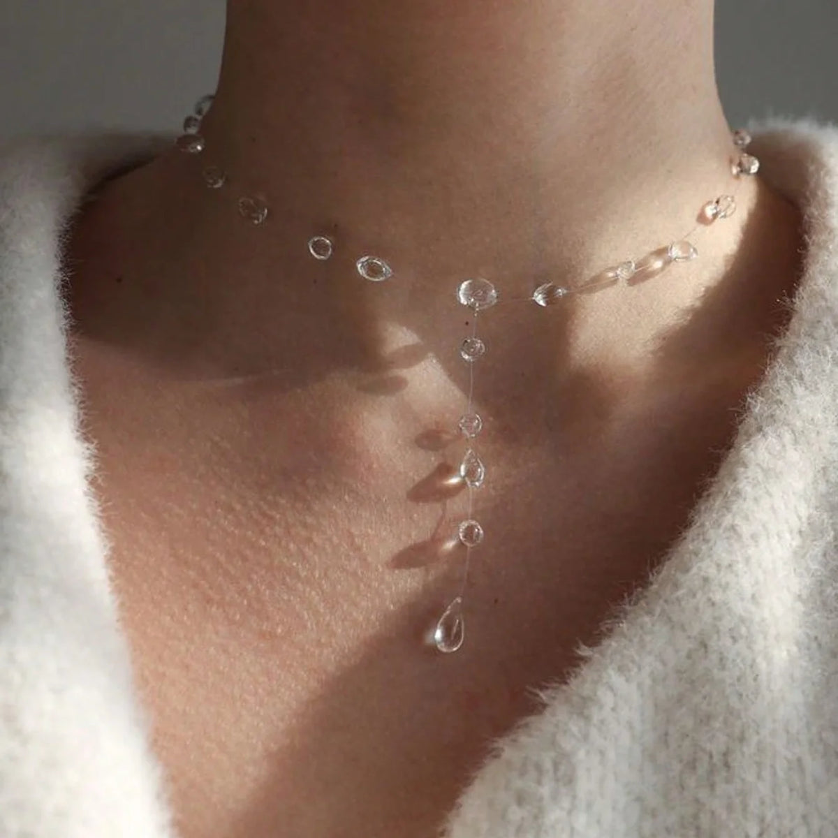 Ins Simulation Water Drop Clear Dewdrop Series Necklace Handmade Glue Dripped Fashion Jewelry Women Niche Gifts Friends