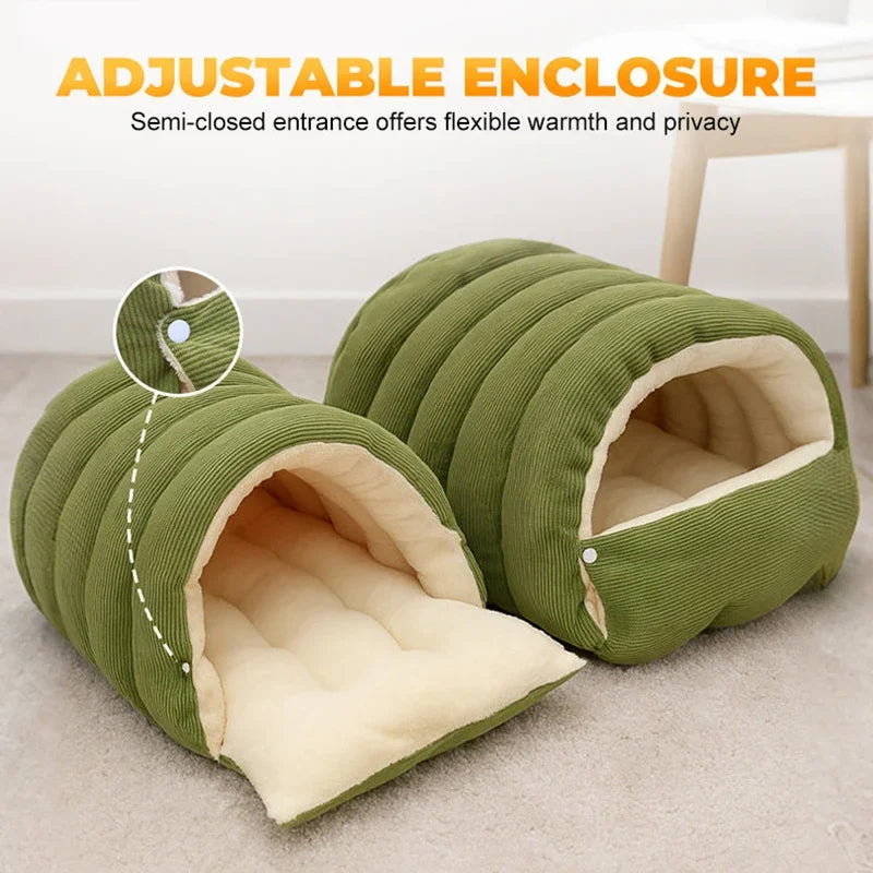 Plush Cat Bed Warm Pet House Thickening Warmth Comfort Soft Winter Kittens Sleeping Beds Cat Cave For Pet Warmth Pet Supplies