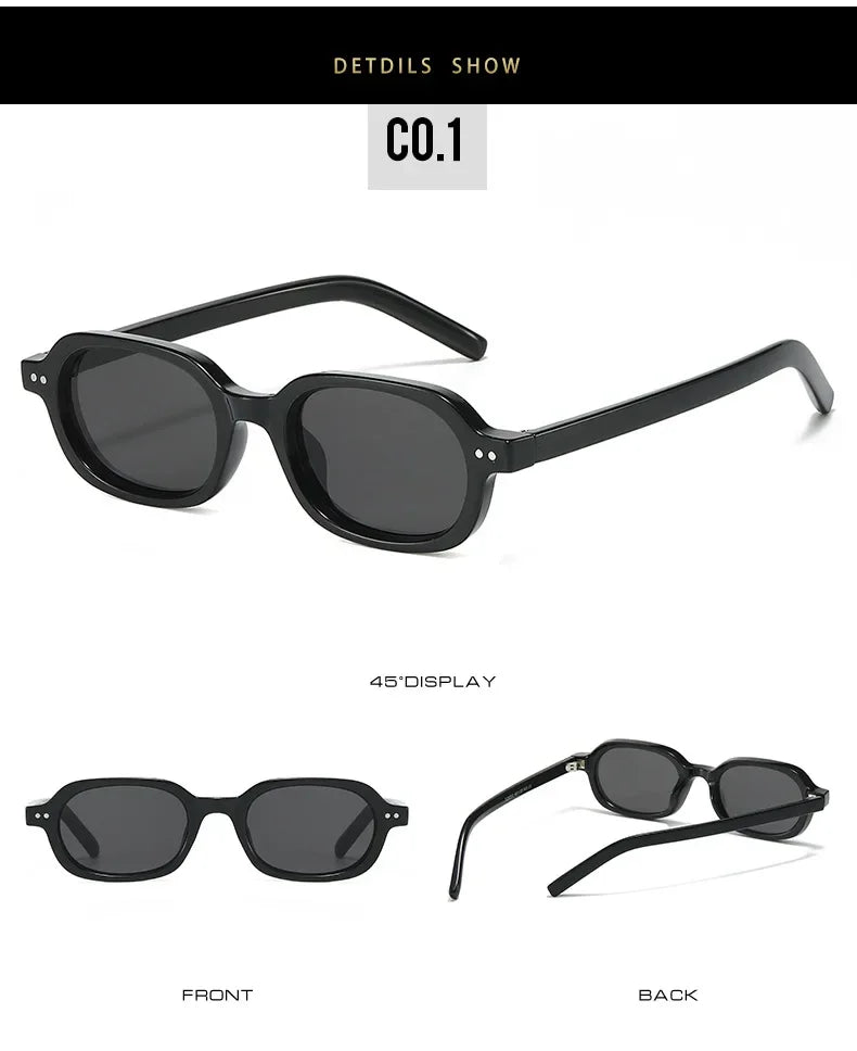 SO&EI Retro Small Oval Sunglasses Women Shades UV400 Fashion Rivets Men Jelly Color Gradient Punk Sun Glasses