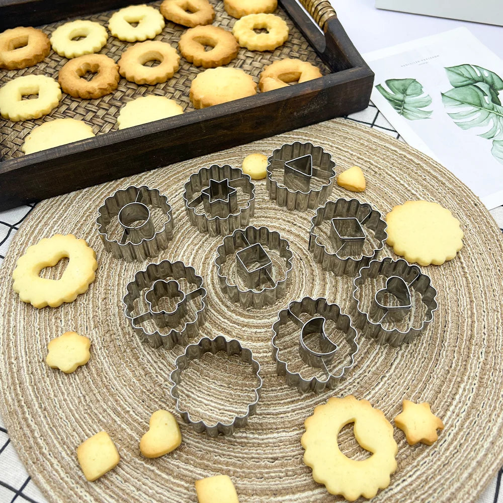 9PCS Jam Cookie Cutter Set Food Grade Moon Star Heart Flower Easy Clean Molds for Fondant Biscuit Pastry Home Baking