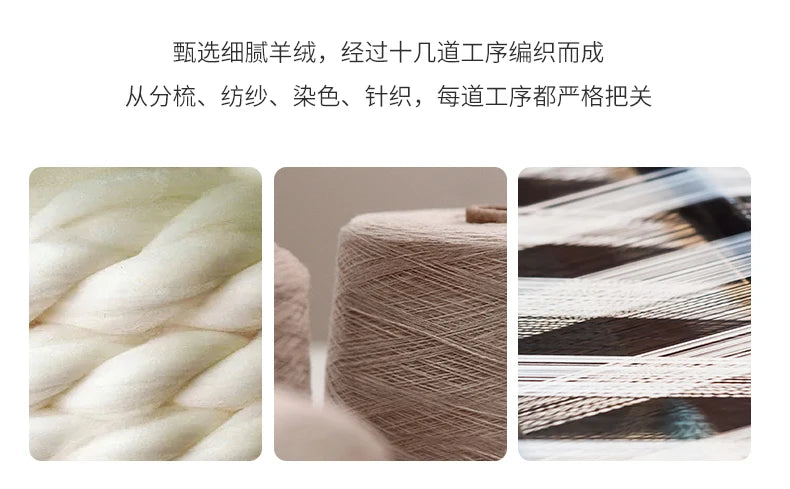 Soft 100% Cashmere Scarf for Autumn and Winter, Women's Knitted Warm Neck Protection Scarf 160*25CM