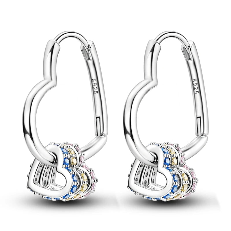 Original 925 Sterling Silver Women Hoop Earrings High Quality Shine Zircon U Shaped Classic Style Earring For Women Jewelry Gift