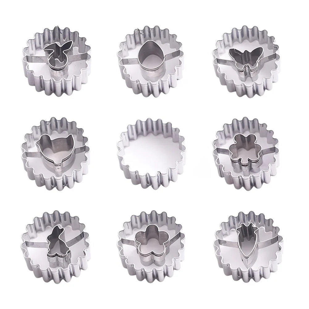 9PCS Jam Cookie Cutter Set Food Grade Moon Star Heart Flower Easy Clean Molds for Fondant Biscuit Pastry Home Baking