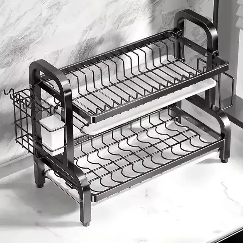 Kitchen dish storage rack, cabinets layered drain rack, tableware, tableware, countertops, sorting storage shelves
