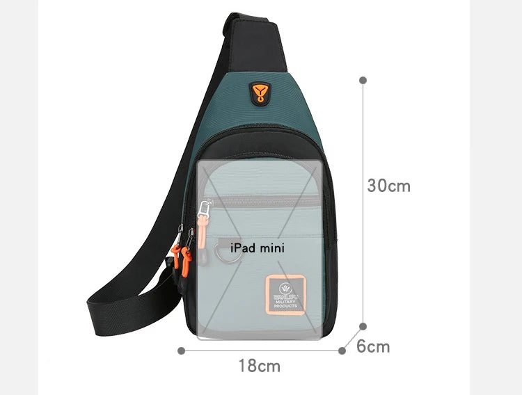 Men Chest Bag Large Capacity One Shoulder Crossbody Backpack Outdoor Sports Leisure Fashion Small Sling Bag For Men