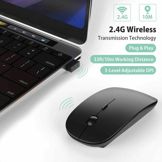 Gray wireless optical mouse with scroll wheel and side buttons