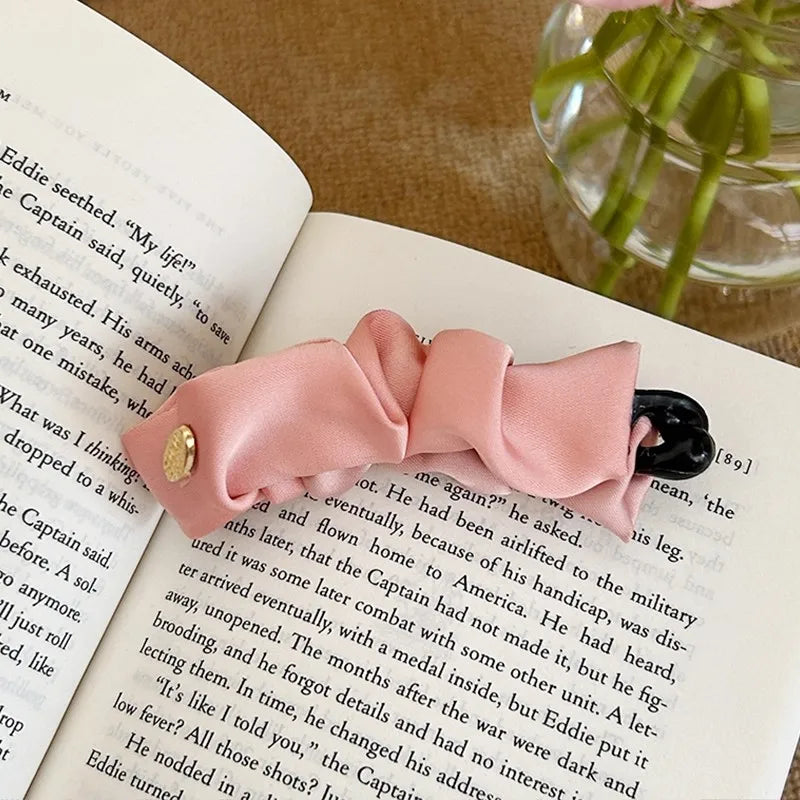 Korean Elegant Solid Fold Satin Banana Hair Clip For Women Girls Sweet Hair Ornament Hairpin Barrette Fashion Hair Accessories