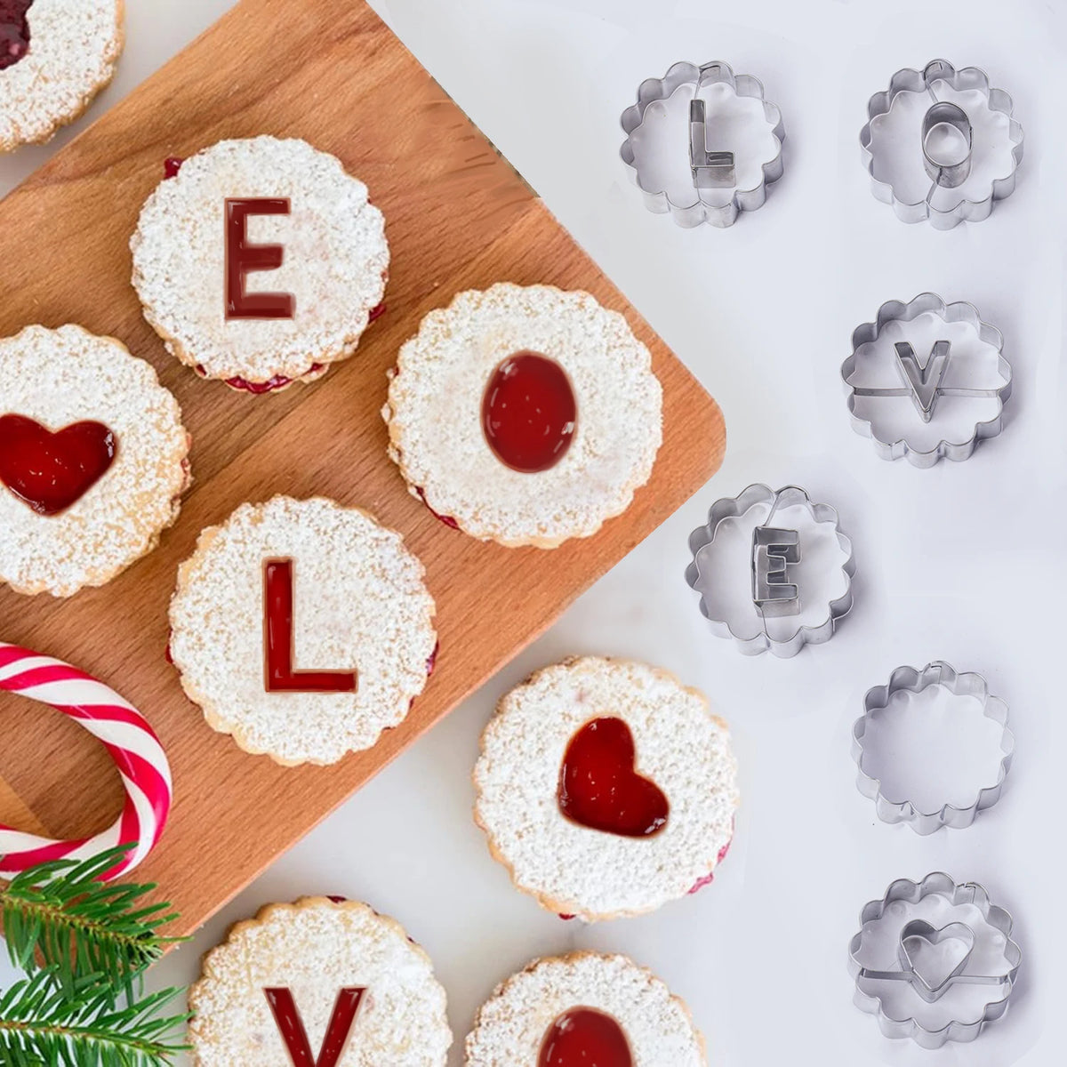 9PCS Jam Cookie Cutter Set Food Grade Moon Star Heart Flower Easy Clean Molds for Fondant Biscuit Pastry Home Baking