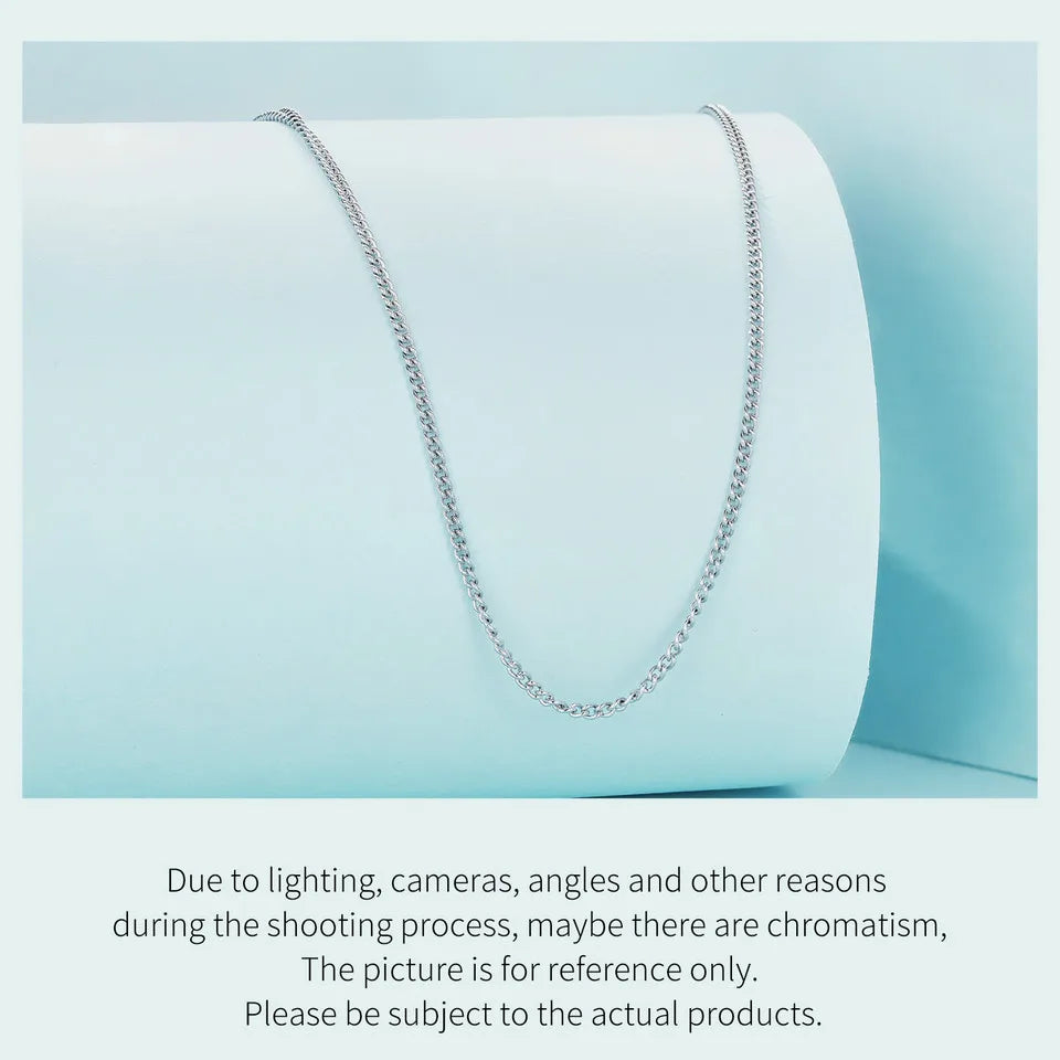 WOSTU Classic Basic Chains Solid 925 Sterling Silver O-Shaped Necklace Twisted Snake Bar Singapore Box Chain Square Links 45CM