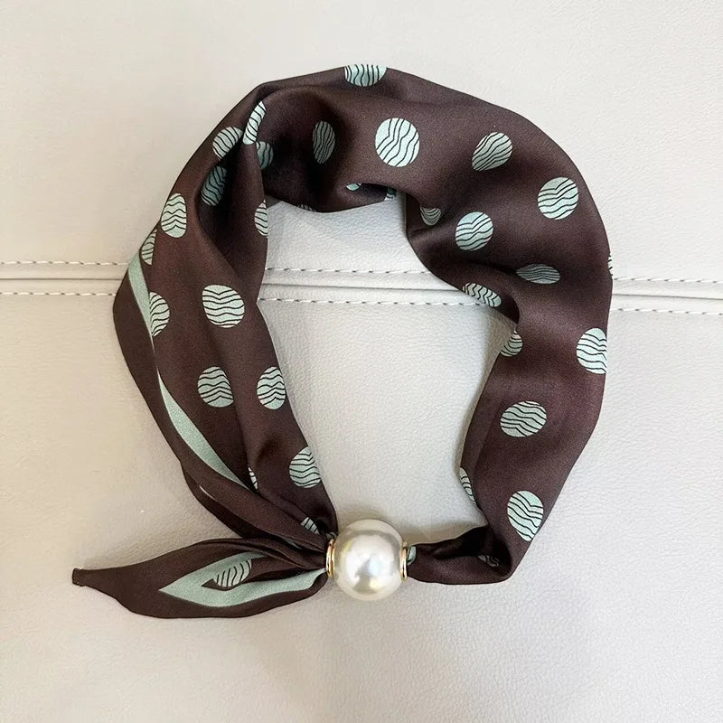 1/2PCS Elegant Pearl Tail Magnetic Clasp Scarf Summer New Versatile Breathable Fashion Artistic Accessory Neck Wrap Scarves