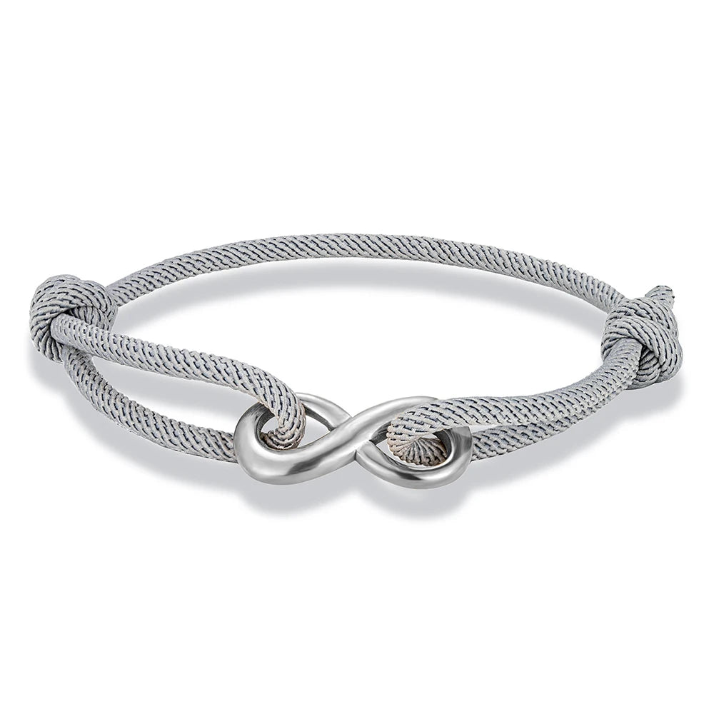 MKENDN Minimalist Stainless Steel Infinity Bracelet for Men Women Adjustable Rope Bracelet Couple Friendship Jewelry Gifts