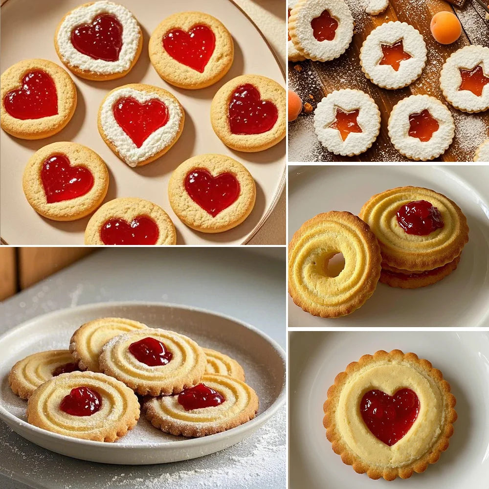 9PCS Jam Cookie Cutter Set Food Grade Moon Star Heart Flower Easy Clean Molds for Fondant Biscuit Pastry Home Baking