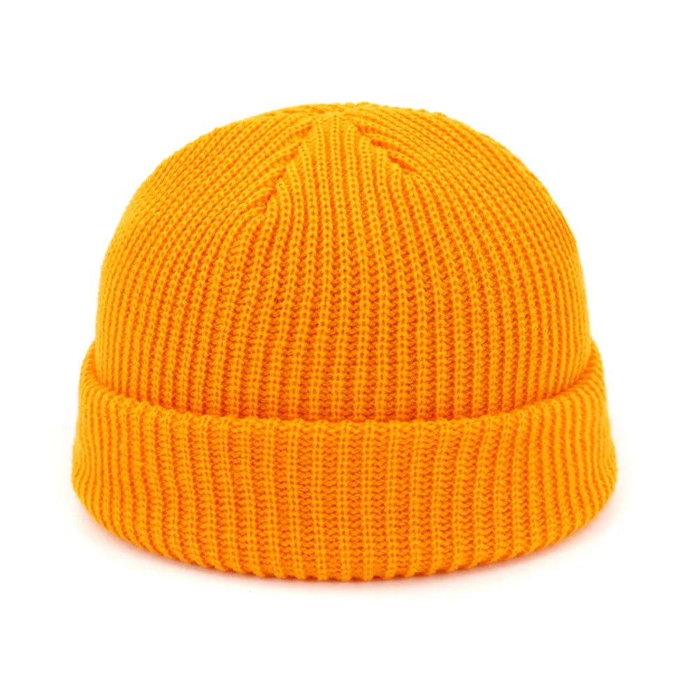 Beanie Knit Hats Fashion Men Boy Skullcap Sailor Caps Cuffs Retro Navy Short Hat Solid Color Unisex Winter Warm Cap Roll-up Edge