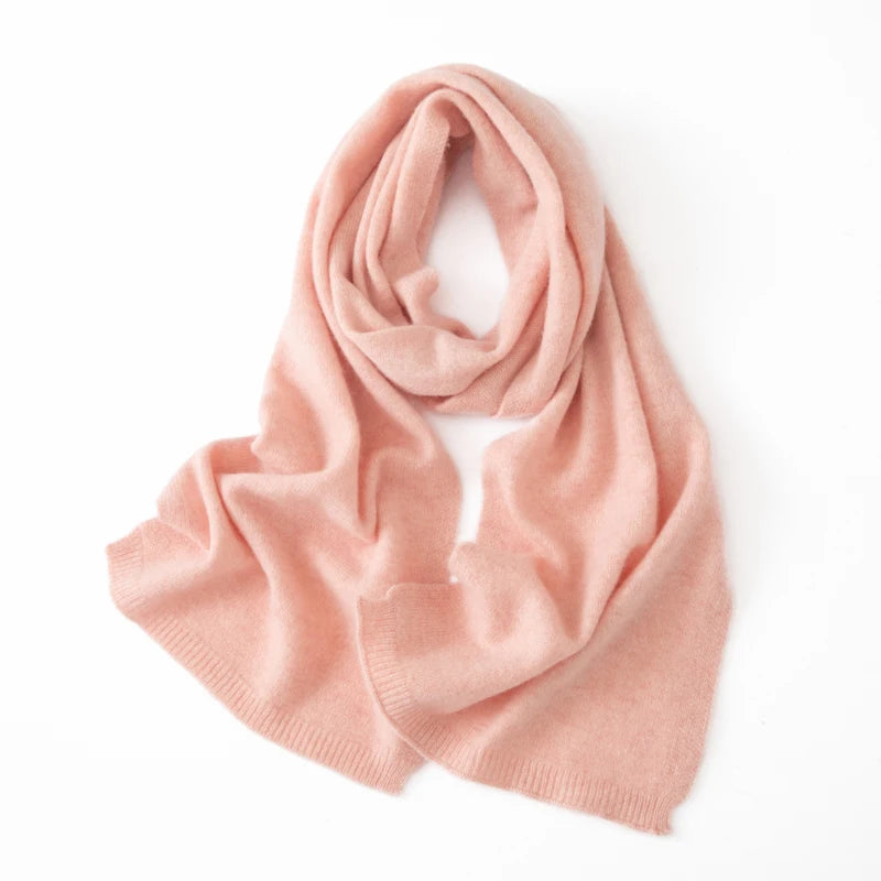 Soft 100% Cashmere Scarf for Autumn and Winter, Women's Knitted Warm Neck Protection Scarf 160*25CM