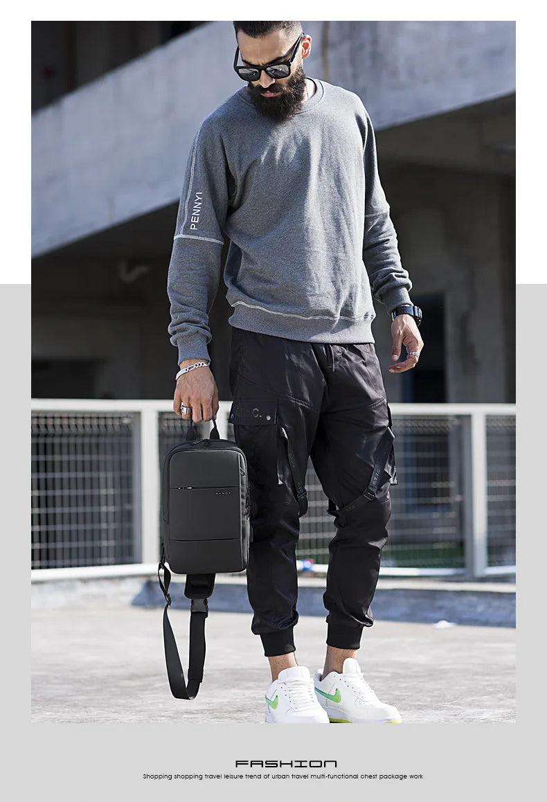 Fashion Men Travel Waterproof Leisure Business Chest Sports Packs Messenger Shoulder Sling Running Bag Men's Boys