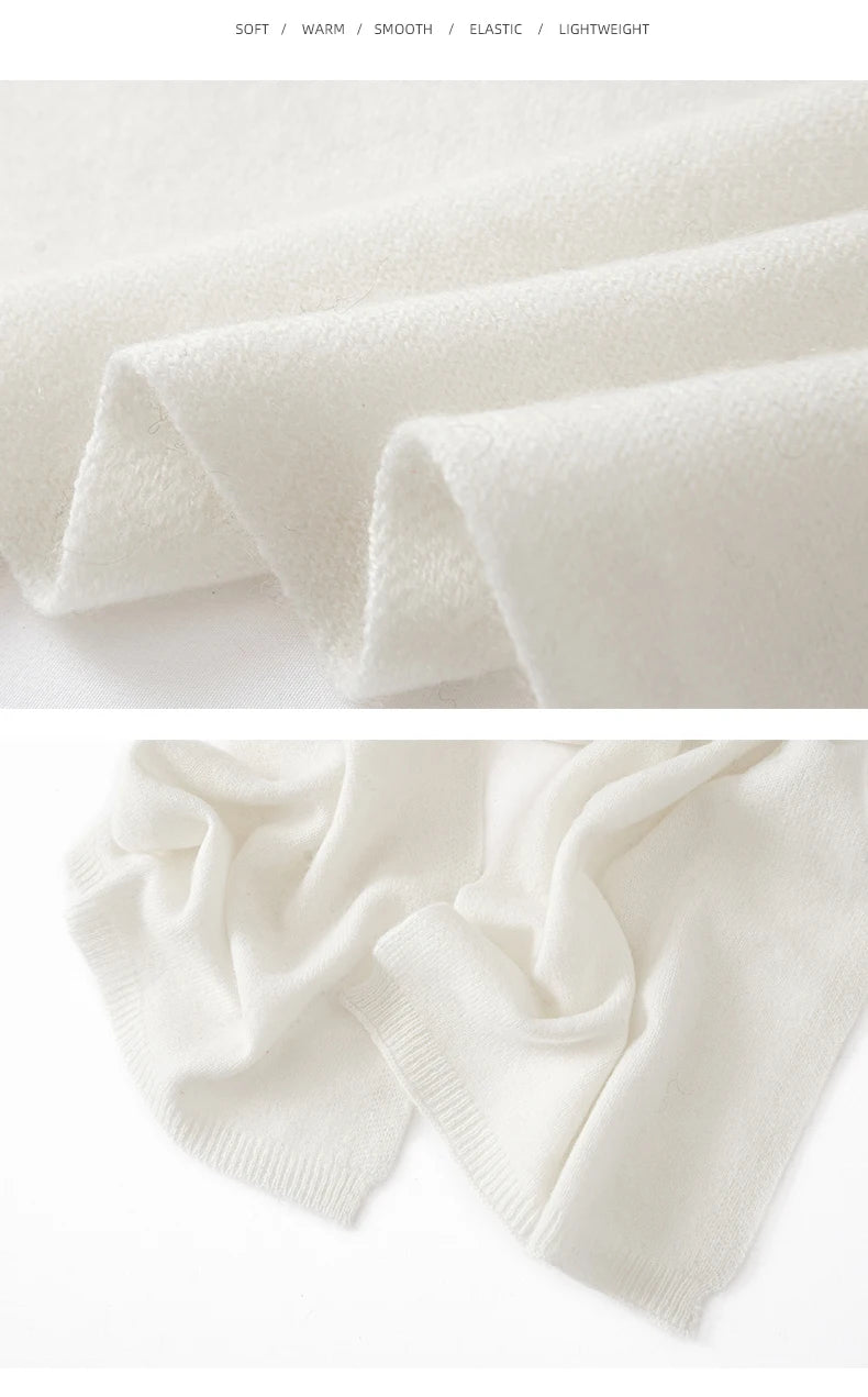 Soft 100% Cashmere Scarf for Autumn and Winter, Women's Knitted Warm Neck Protection Scarf 160*25CM
