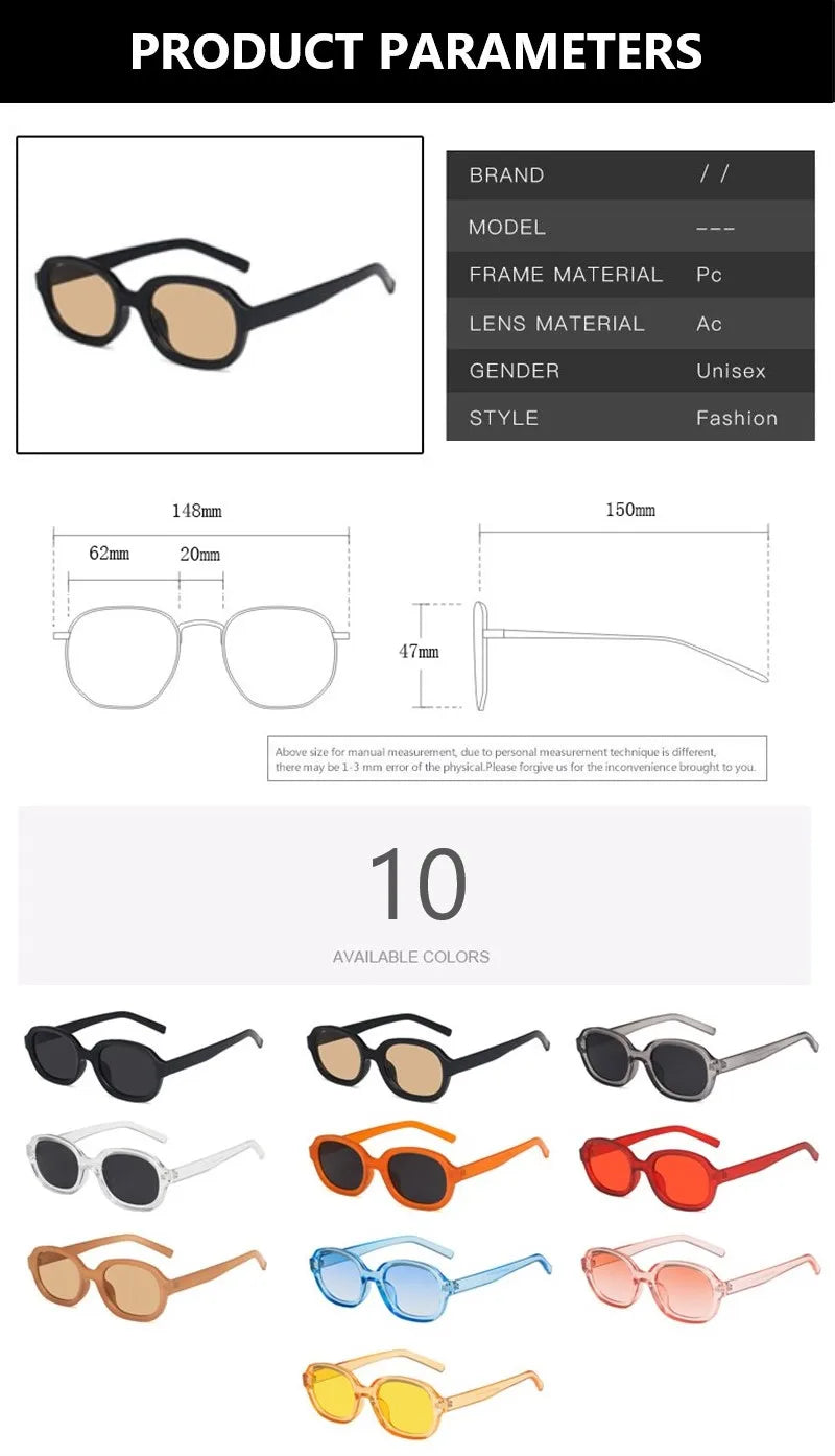 Oval Concave Vintage Sunglasses Women Fashion Design Retro Brand Sun Glasses Female Hip Hop Vintage Round Designer Oculos De Sol
