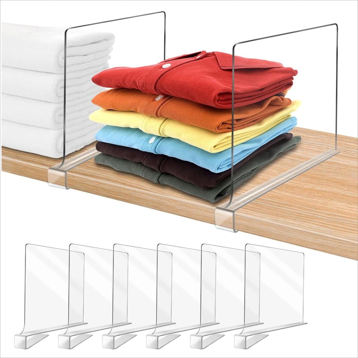 6/4/2/1pcs Transparent Closet Shelf for Wardrobe Organizer Cloth Divider Cupboard Bookcase Divider Baffle Home Organizer
