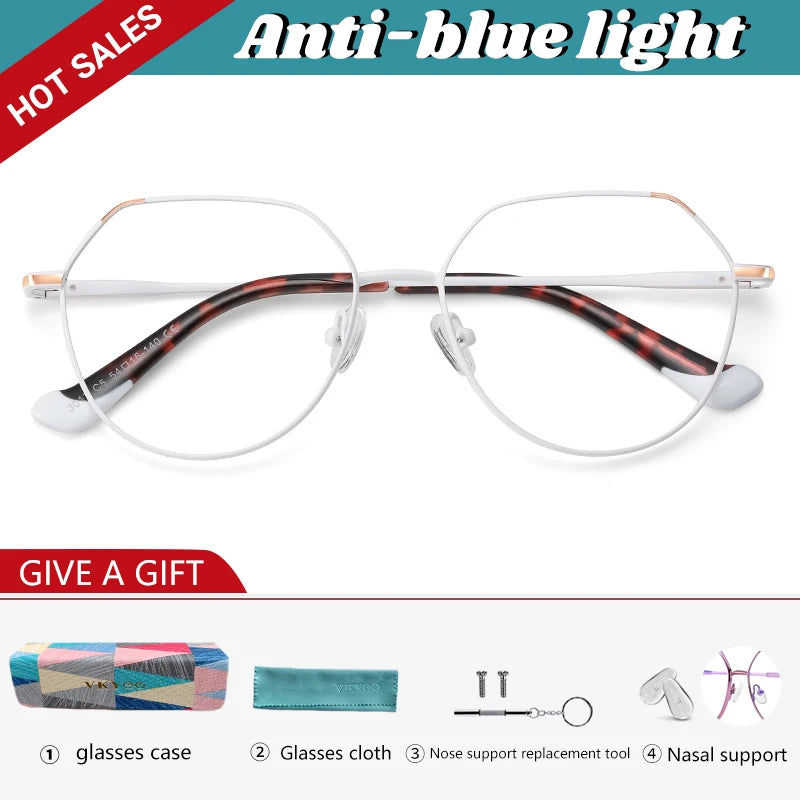 VICKY Metal Myopia Prescription Glasses Hyperopia Reading Glasses Women Anti Blue Light Computer  Glasses Optical Glasses Frame