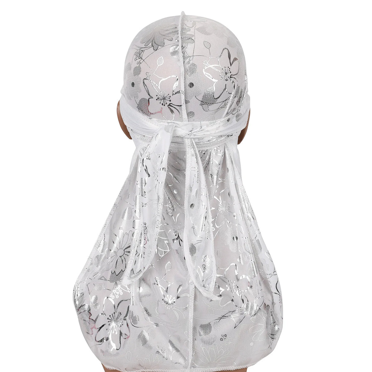 Satin Floral Printed Headband Scarves for Women Hair Accessories Mens Doo Rag Durag Long Tail Cap Bandana Turban Unisex Headwear