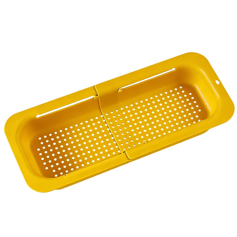 Extendable Over The Sink Colander Strainer Basket for Washing Vegetables Fruits Draining Pasta Drying Dishes Home Kitchen Tool