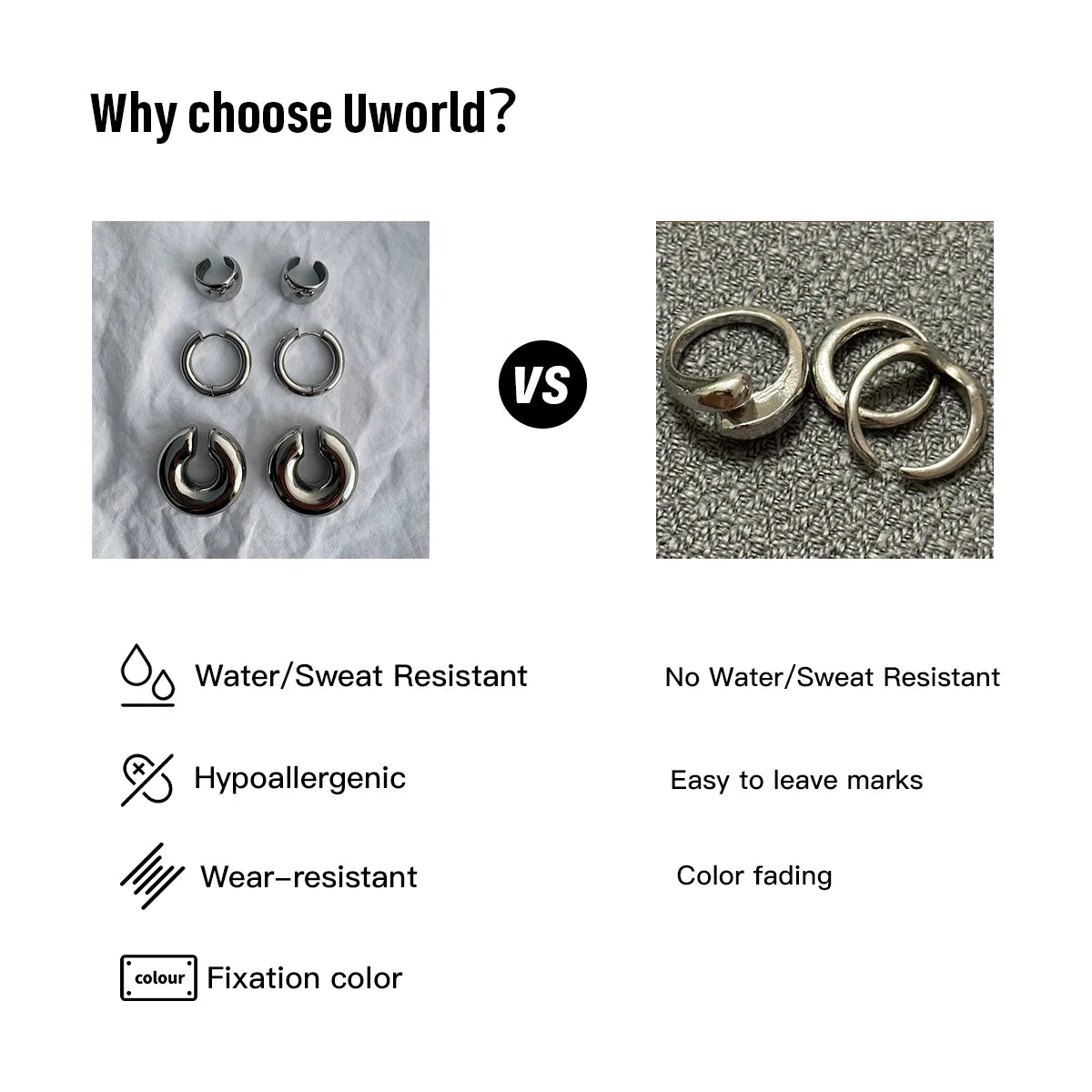 Uworld Simple Classic 18K Gold Color Plated Stainless Steel White Water Rhinestone Lightning Pendant Necklace Stackable Chain Ne