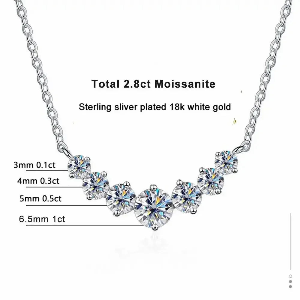 ALITREE Moissanite Necklace for Woman Wedding Fine Jewely with Certificates 925 Sterling Sliver Plated 18k White Gold Necklace