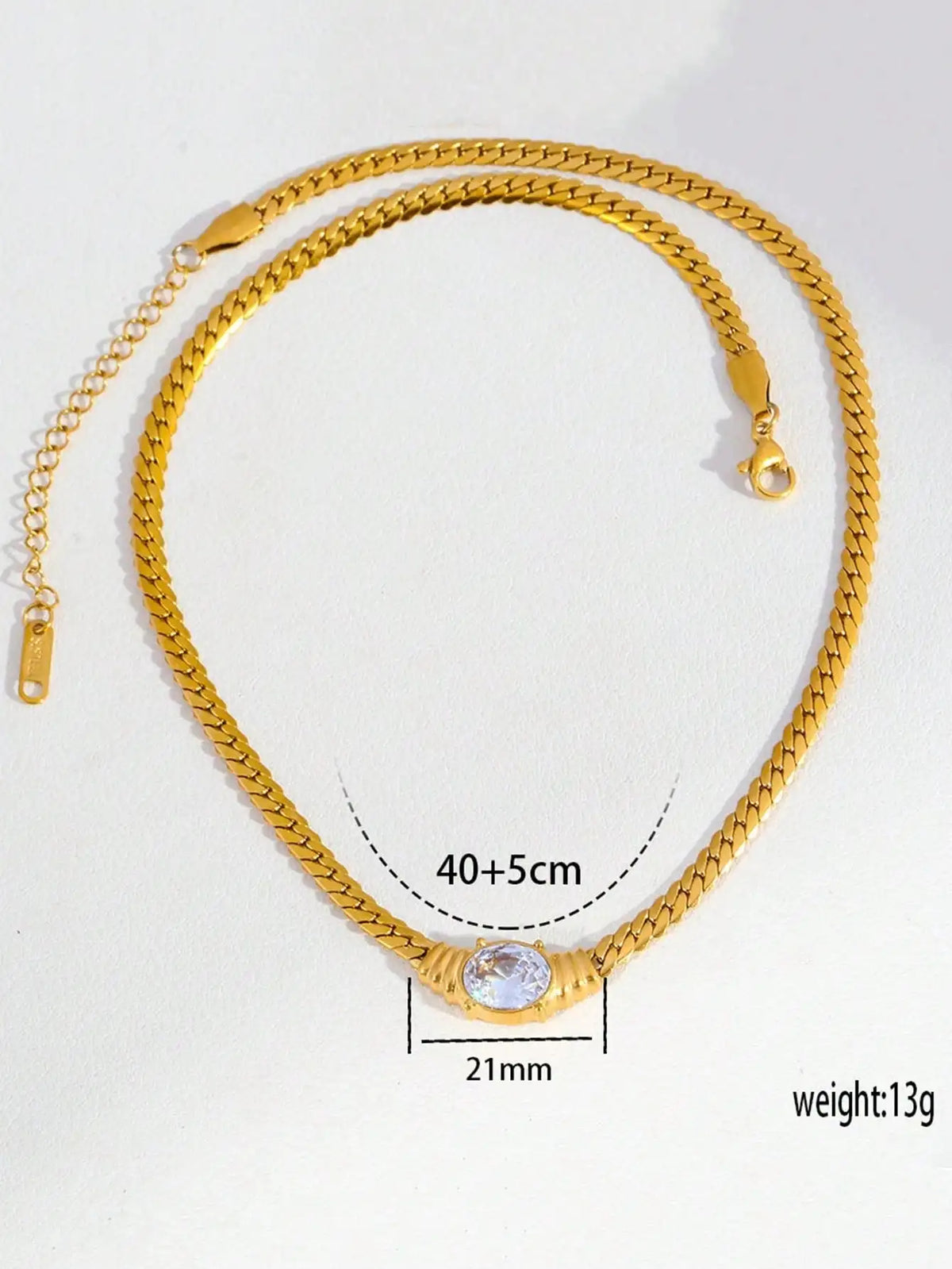 Women Luxury Jewelry Egg Shape Gemstone Necklace Stainless Steel Necklace for Women
