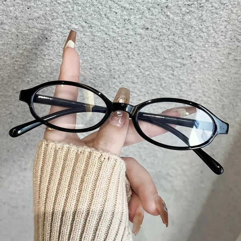Japanese Korean Small Oval Frame Glasses Women Retro Harajuku Eyeglasses Clear Spectacle Blue Light Blocking Eyewears