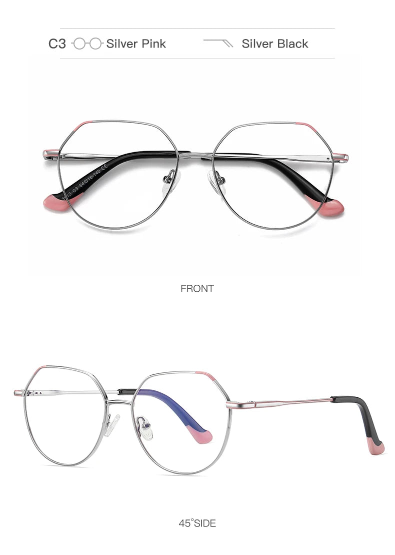 VICKY Metal Myopia Prescription Glasses Hyperopia Reading Glasses Women Anti Blue Light Computer  Glasses Optical Glasses Frame