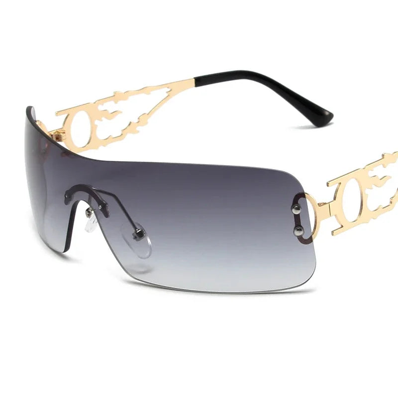 New Fashion Rimless Y2K Sunglasses Women Men 2026 High Quality Trending Product Rave Party Festival Oculos De Sol UV400