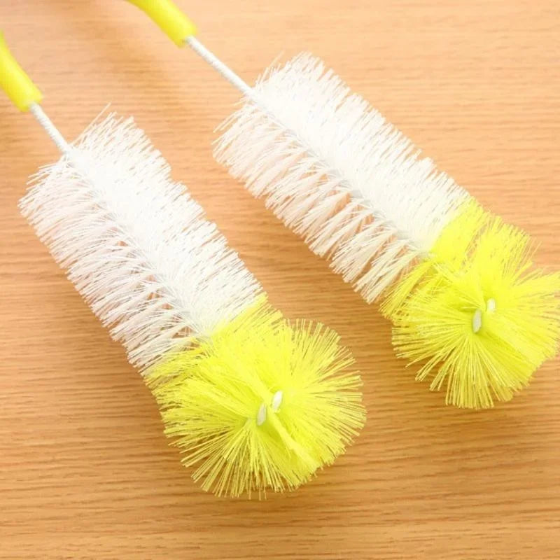Round Head Bendable Long Handle Cup Brushes Bottle Brush Cleaning Brush Home Kitchen Gadget Random Color