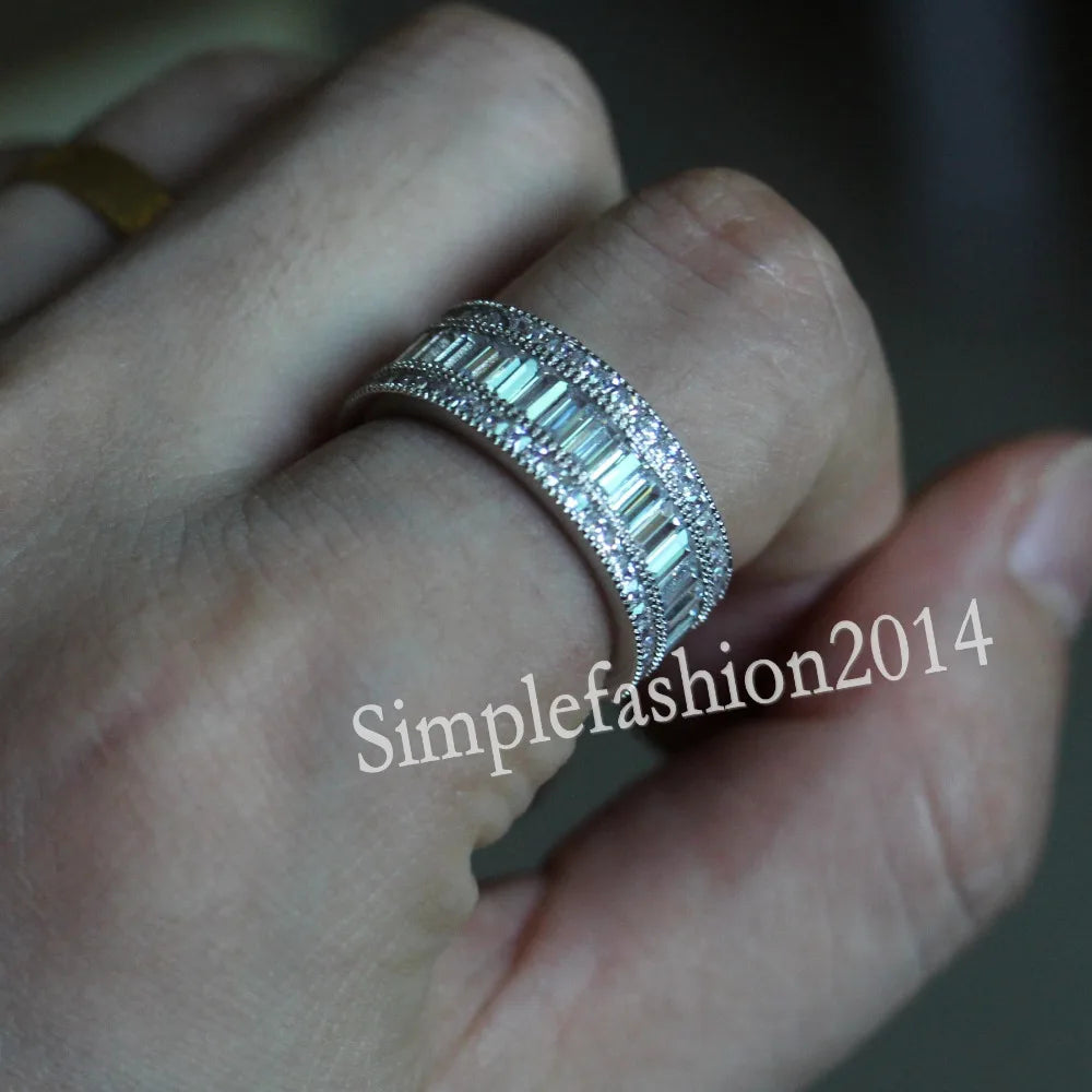 Luxury Lab Diamond Engagement Ring 14K White Gold Wedding Band Rings for Women Men Jewelry