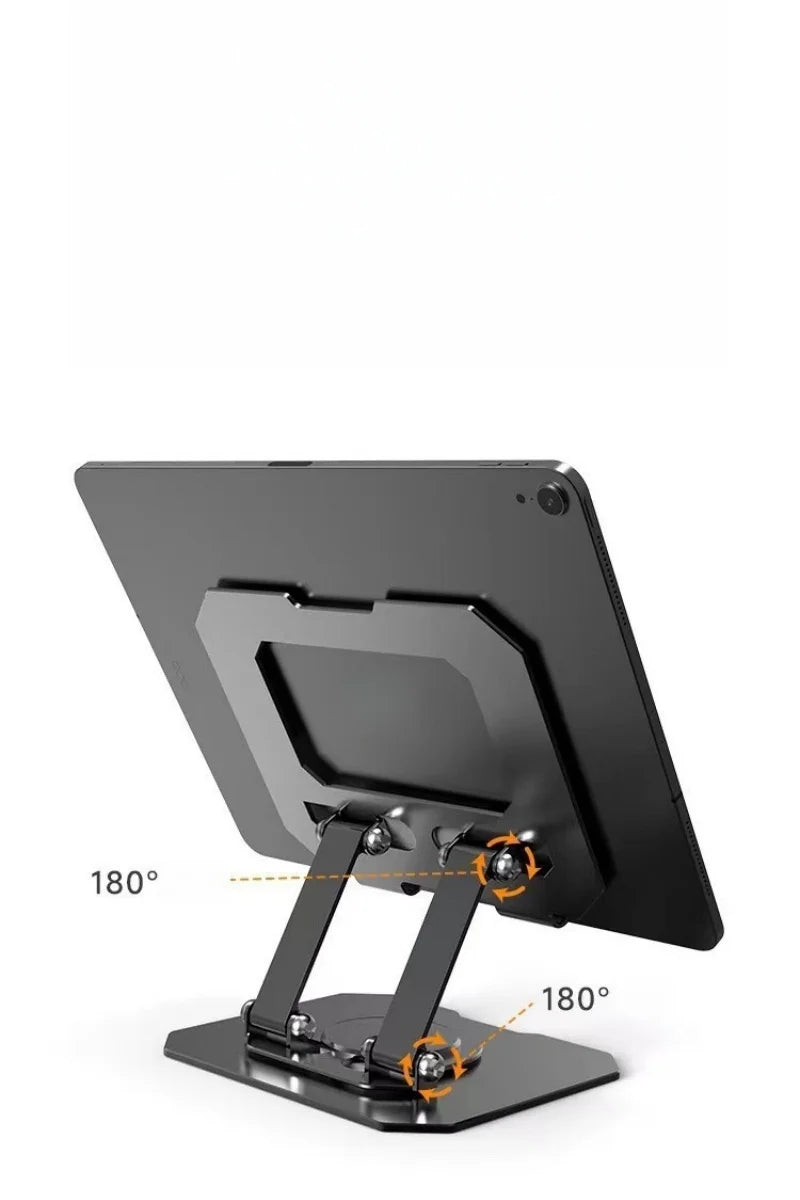 All-Metal Foldable 360° Rotatable Desktop Stand for Tablet & Phone, Hollow-Out Heat Dissipation Tablet Support Bracket