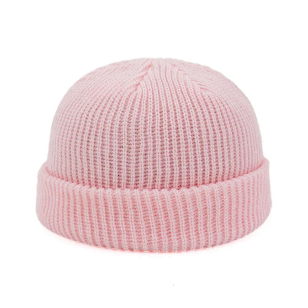 Beanie Knit Hats Fashion Men Boy Skullcap Sailor Caps Cuffs Retro Navy Short Hat Solid Color Unisex Winter Warm Cap Roll-up Edge