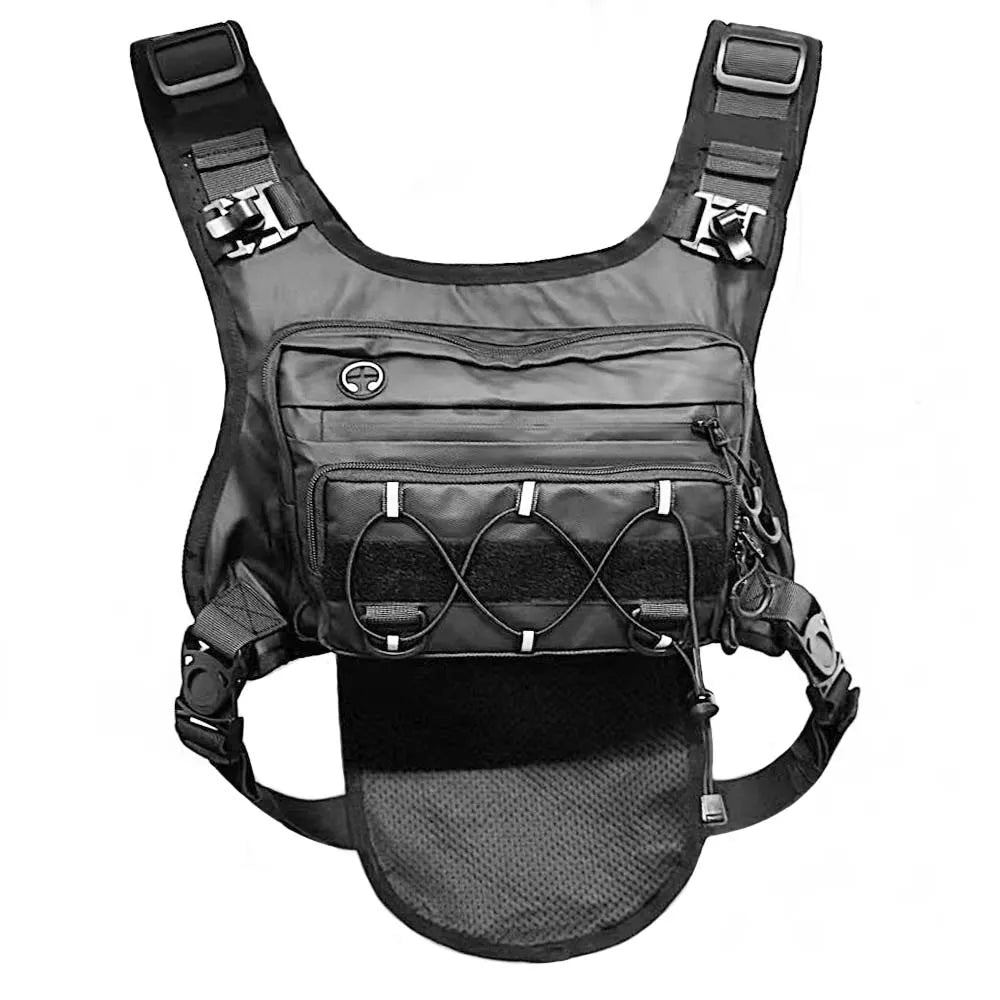 Outdoor tactical chest bag, multi-functional vest, multi-pocket sport cycling backpack, water bag, running vest Saco peito homem