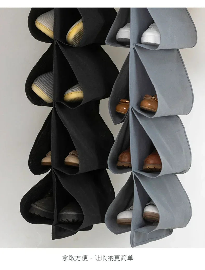 Shoe Storage Hanging Bag 12 Compartments Shoe Storage Hanging Bag Home Wardrobe Non-woven Multi-layer Storage Storage Shoe Bag