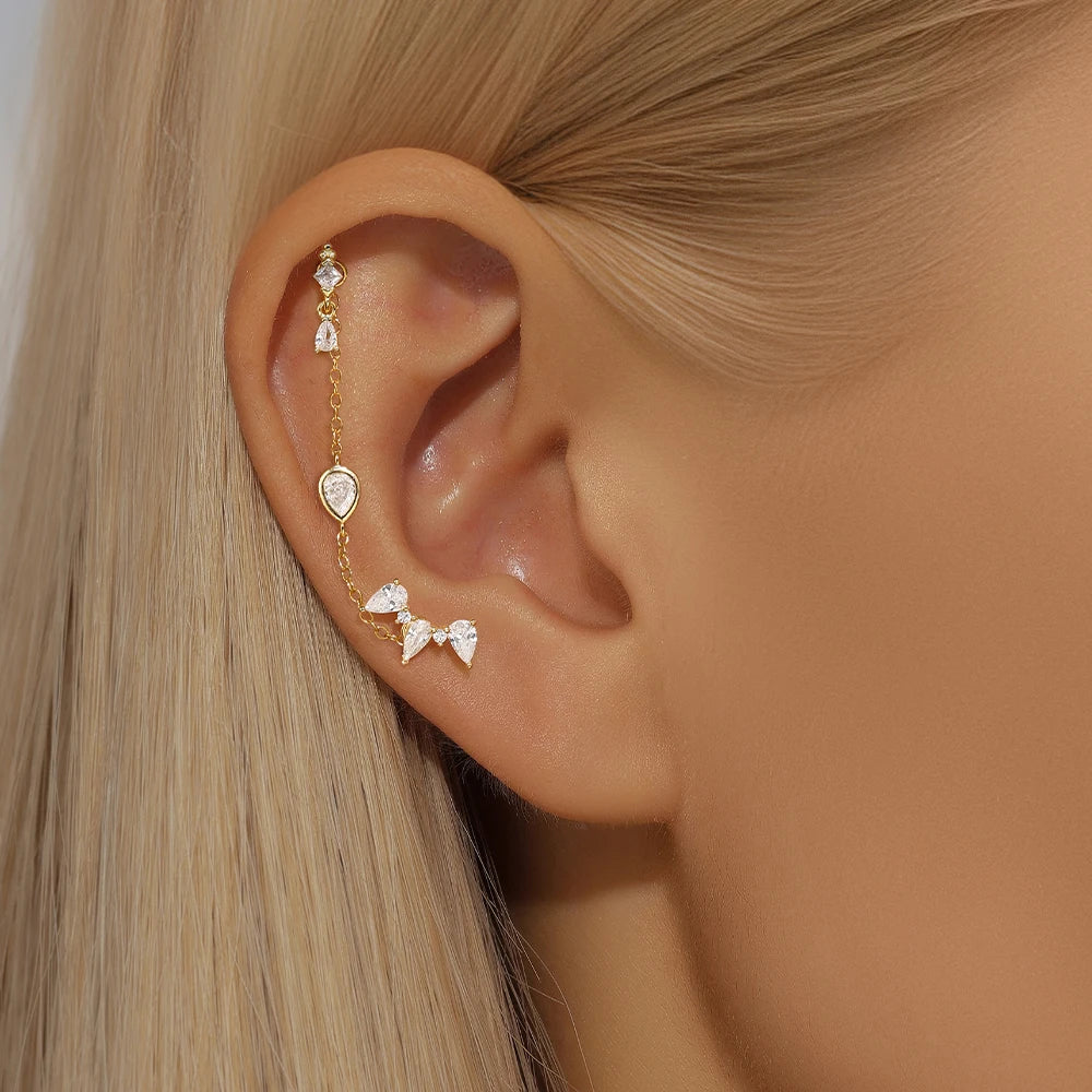 CANNER Pendientes Plata 925 Piercing Stud Earrings For Women Cubic Zirconia 925 Sterling Silver Cartilage Earring Jewerly 1pc